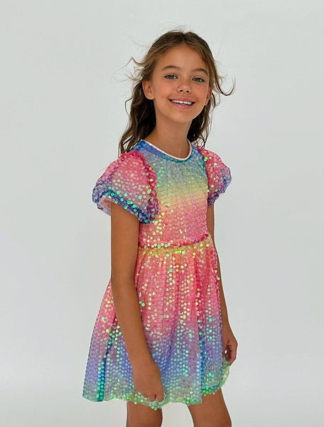rainbow sequin dress Lola + The Boys Rainbow Magic Sequin Dress, 1