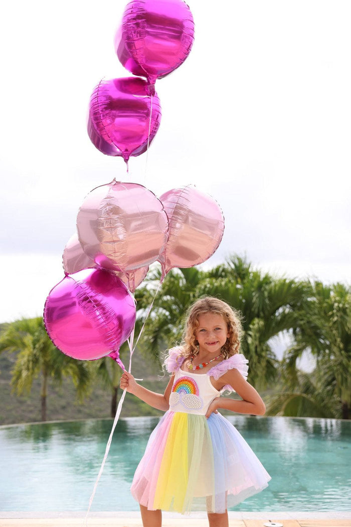 Lola-spring-25 Dress Rainbow Pearl Patch Tulle Dress