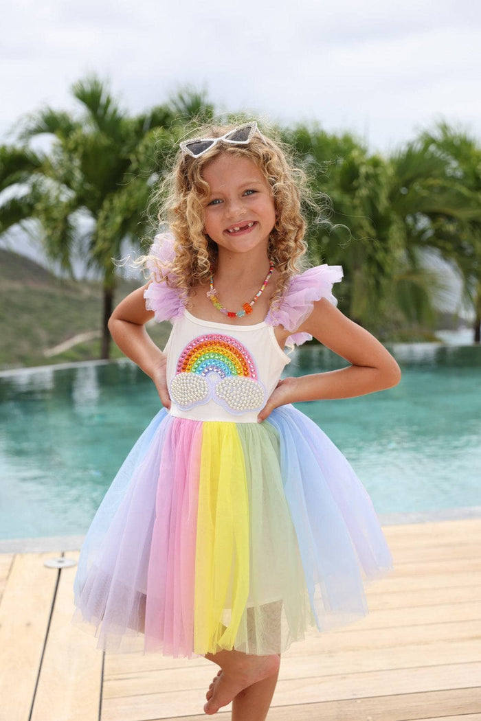 Lola-spring-25 Dress Rainbow Pearl Patch Tulle Dress