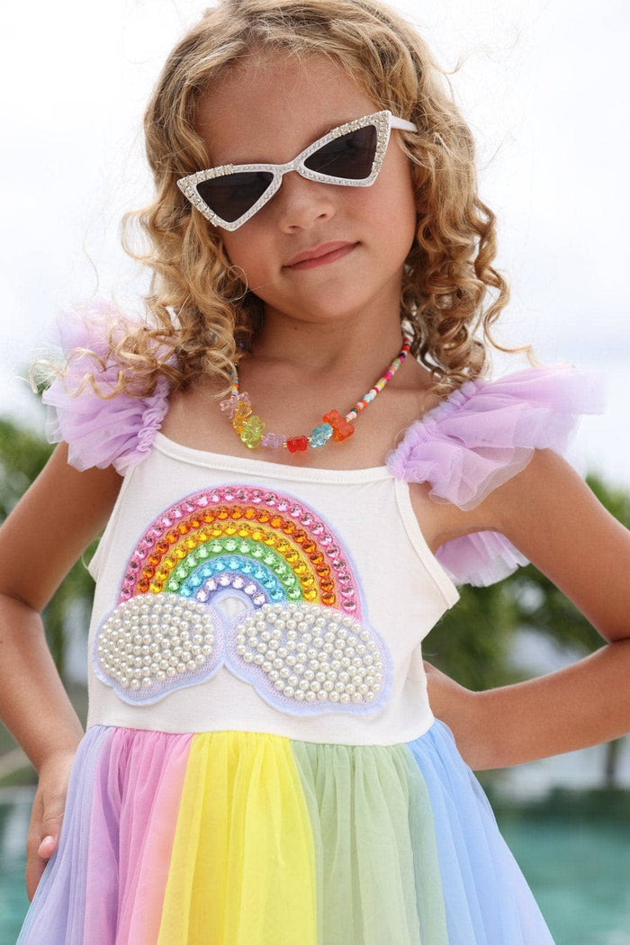 Lola-spring-25 Dress Rainbow Pearl Patch Tulle Dress