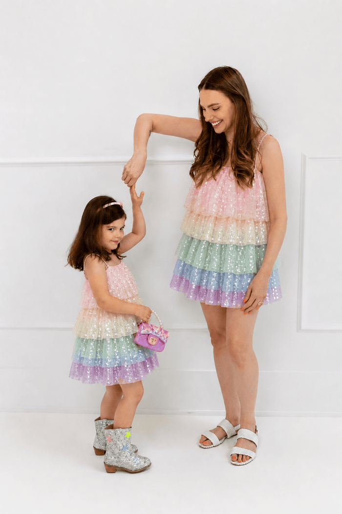 lola-new-arrival Dress Rainbow Sequin Tiered Dress – Teen/Women