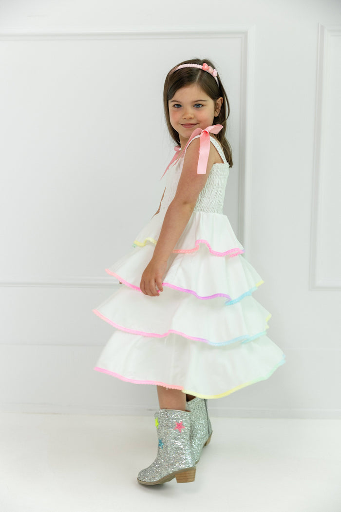 lola-new-arrival Dress Rainbow Tiered Bow Dress