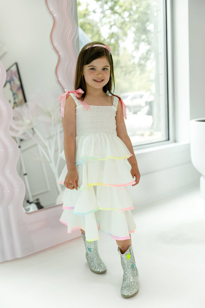 lola-new-arrival Dress Rainbow Tiered Bow Dress