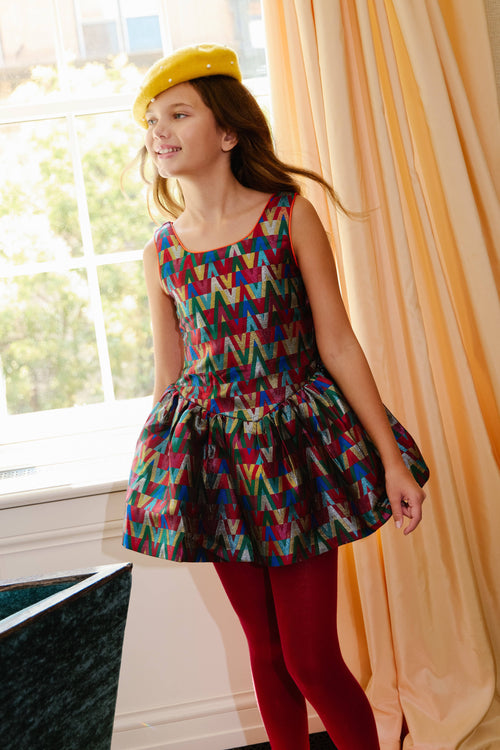 Lola + The Boys Dress Rainbow Vibes Metallic Bubble Dress