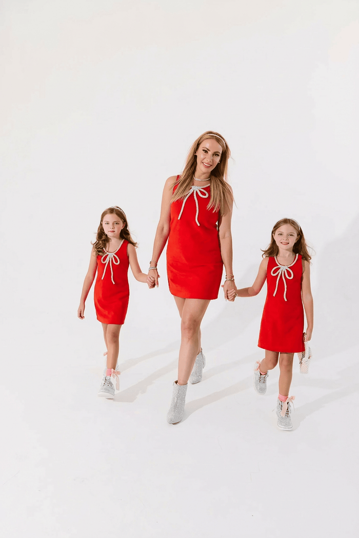 Lola + The Boys Dress Red Velvet Bow Princess Dress – Teen/Women