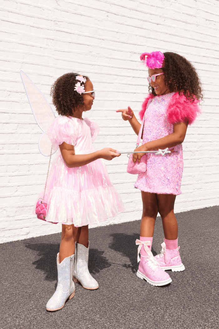 Lola + The Boys Dress Rose Feather Party Dress
