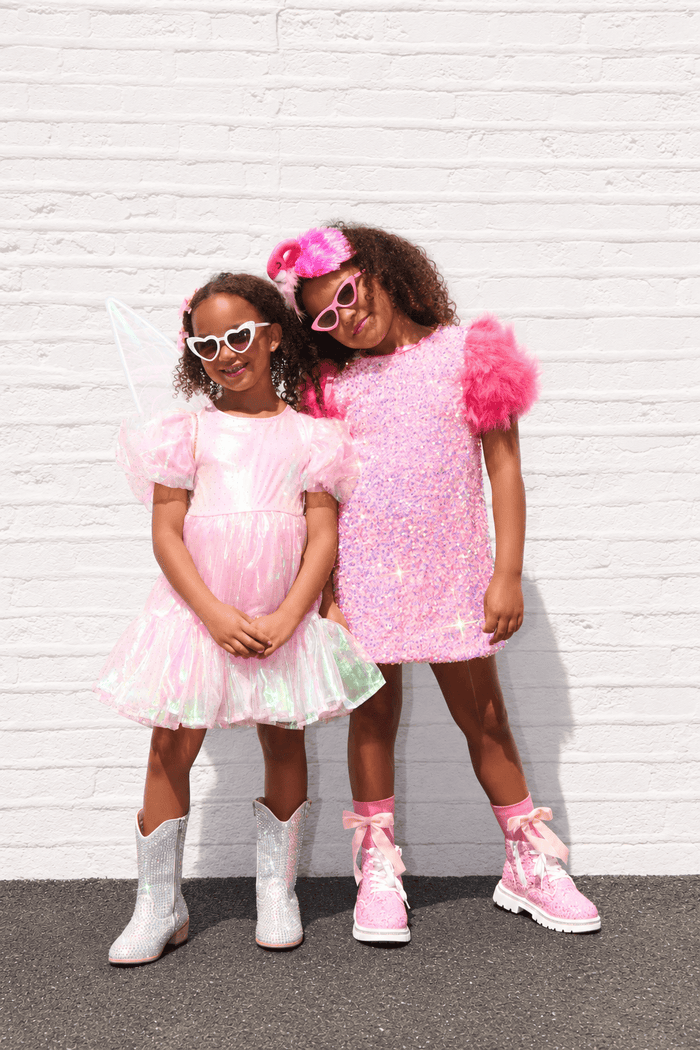 Lola + The Boys Dress Rose Feather Party Dress