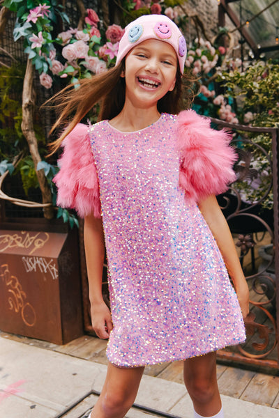 Lola + The Boys Dress Rose Feather Party Dress