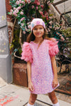 Lola + The Boys Dress Rose Feather Party Dress