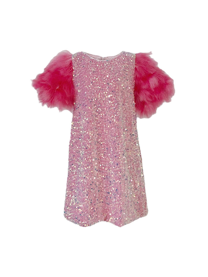 Lola + The Boys Dress Rose Feather Party Dress