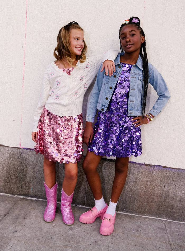 Lola + The Boys Dress Rose Stardust Paillette Dress