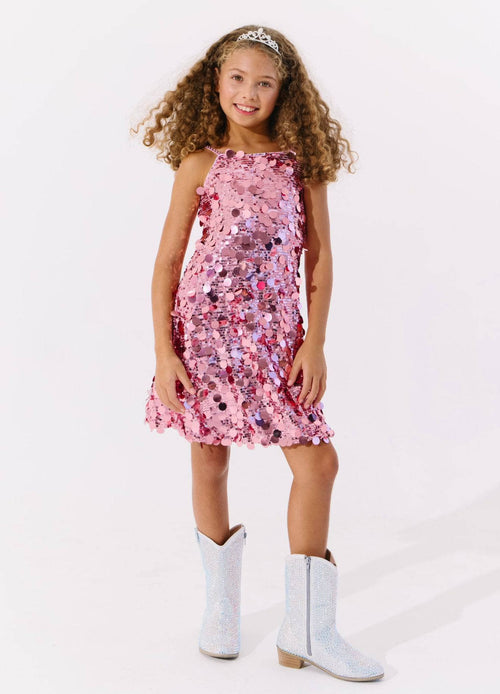 Lola + The Boys Dress Rose Stardust Paillette Dress