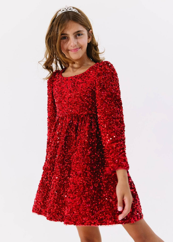 Lola + The Boys Dress Ruby Party Shimmer Dress