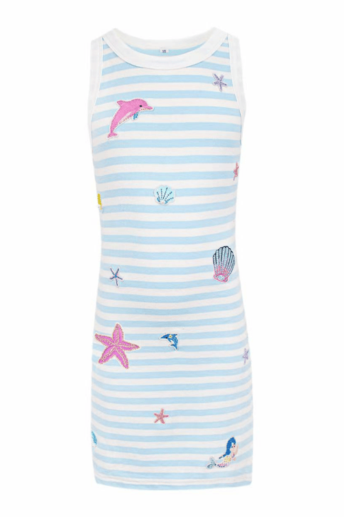 Lola + The Boys Dress Sea Sparkle Patch Dress