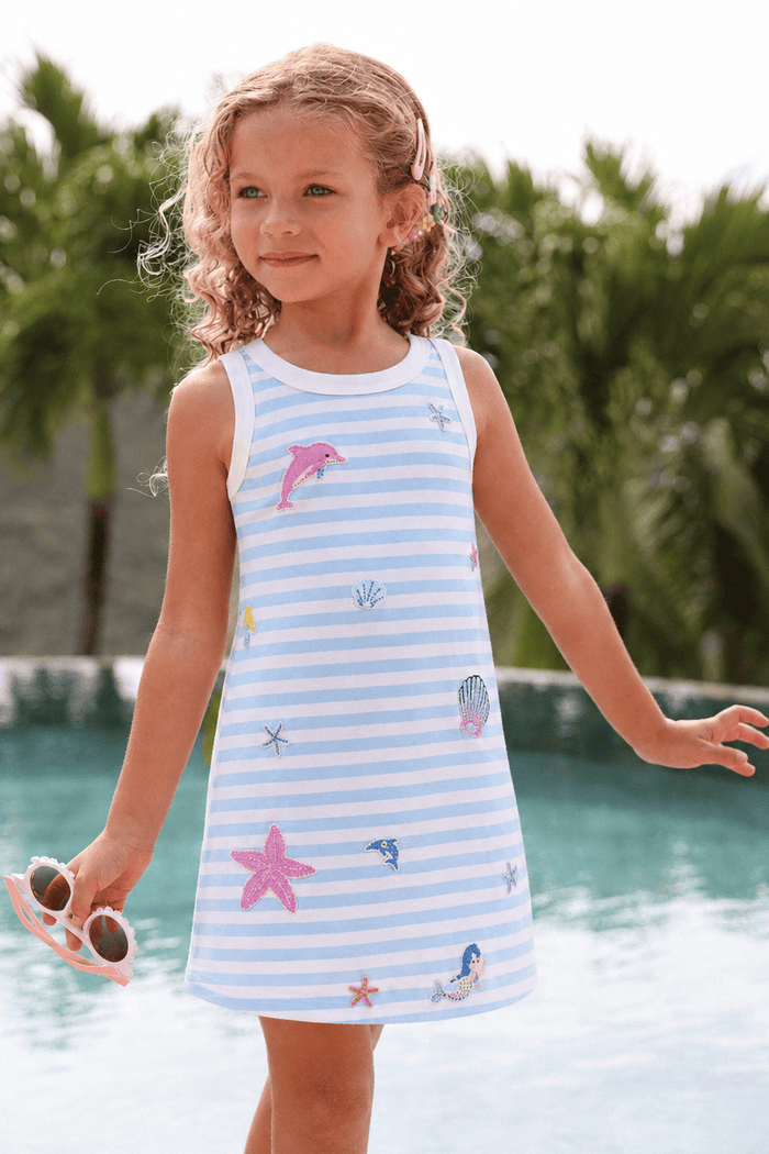 Lola + The Boys Dress Sea Sparkle Patch Dress