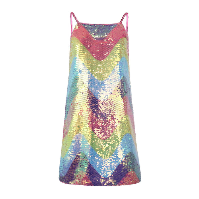 Lola + The Boys Dress Sequin Rainbow Wave Tank Dress