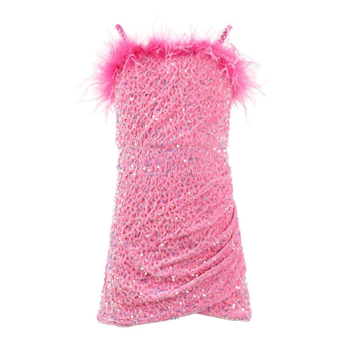 Lola + The Boys Dress 4 Shimmer Feather Mini Dress