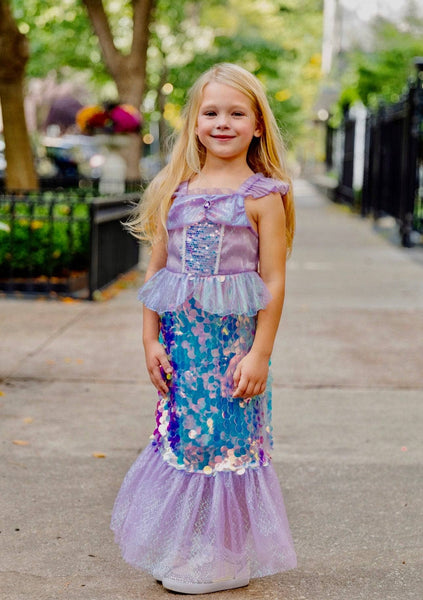 mermaid style dress for little girl Posh Peanut Girl's Disney's The Little Mermaid Magical Mermaid Tulle Dress in Blue, 5 Toddler-6 Toddler, Viscose from Bamboo