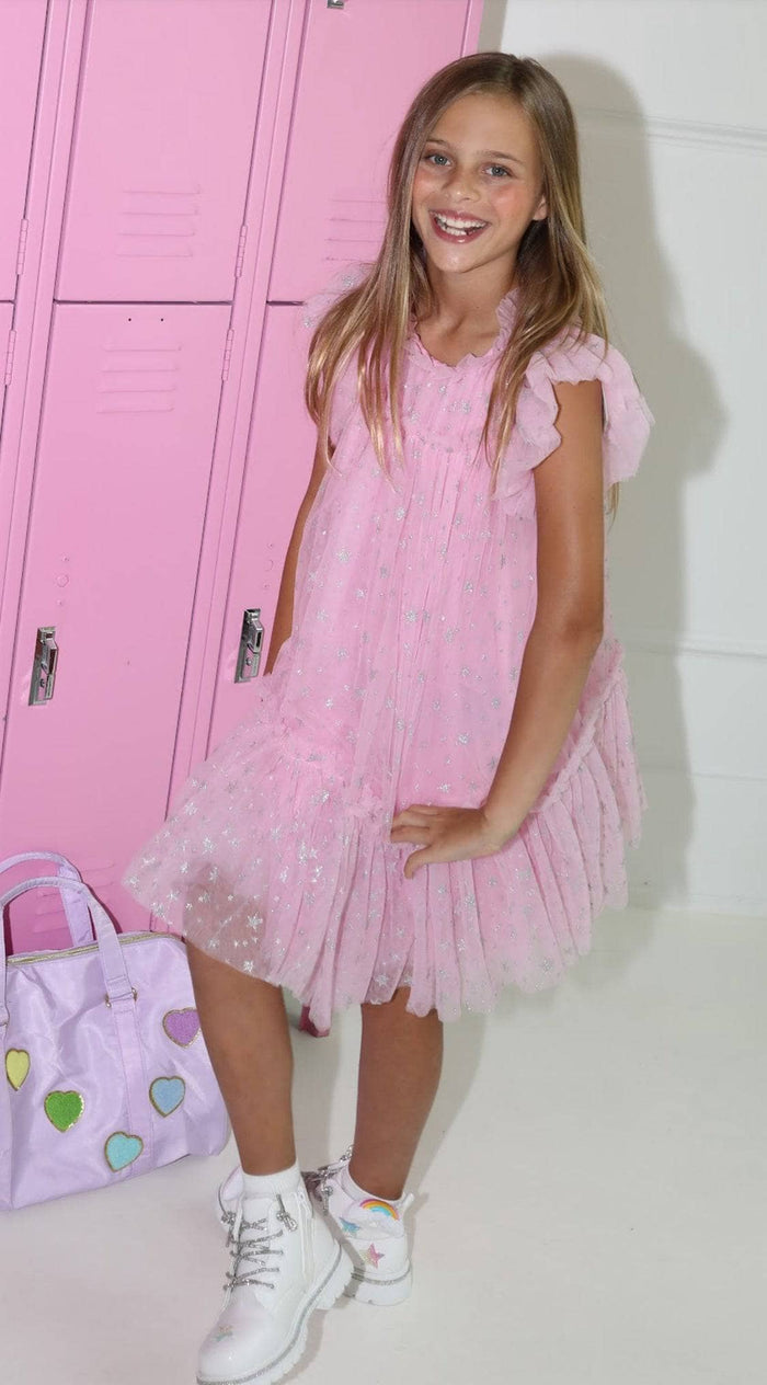 Lola + The Boys Dress Shimmer Stars Tulle Dress