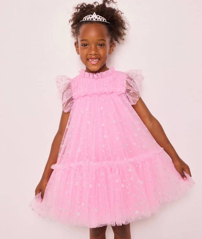 Lola + The Boys Dress Shimmer Stars Tulle Dress