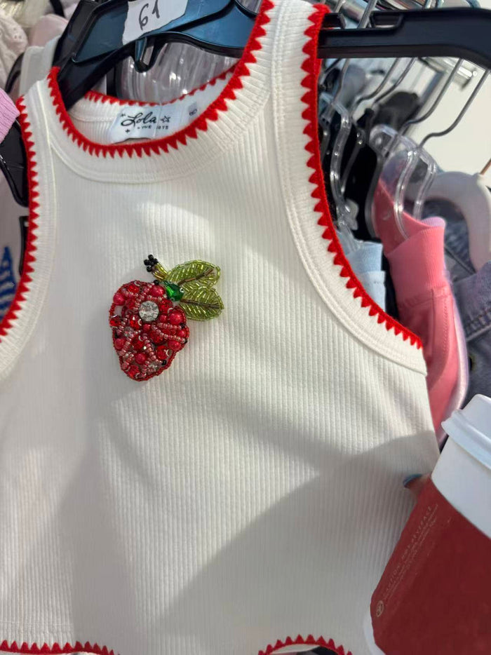 Lola + The Boys Dress Strawberry Beaded Tank Top