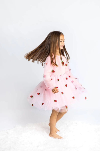 Lola + The Boys Dress Strawberry Sheer Sleeve Dress