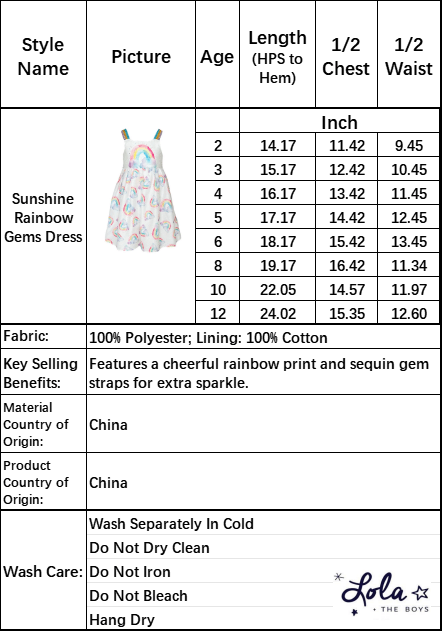 Lola + The Boys Dress Sunshine Rainbow Gems Dress