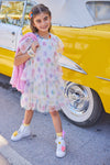 Lola + The Boys Dress Tiered Rainbow Smileys Dress