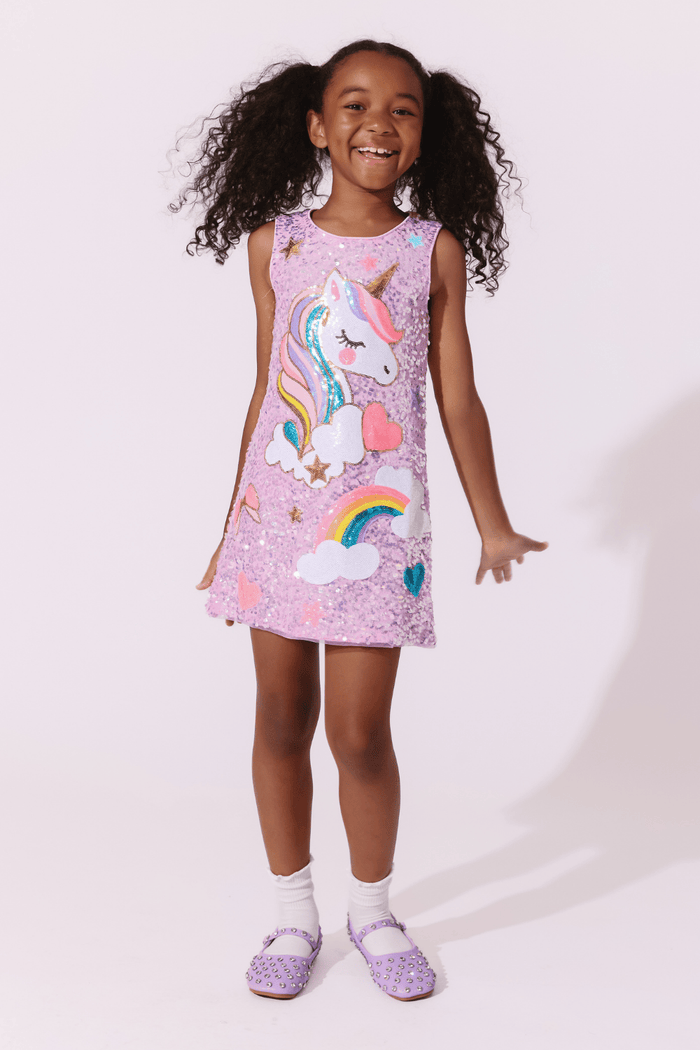Lola + The Boys Dress Unicorn Magic Shimmer Icon Dress