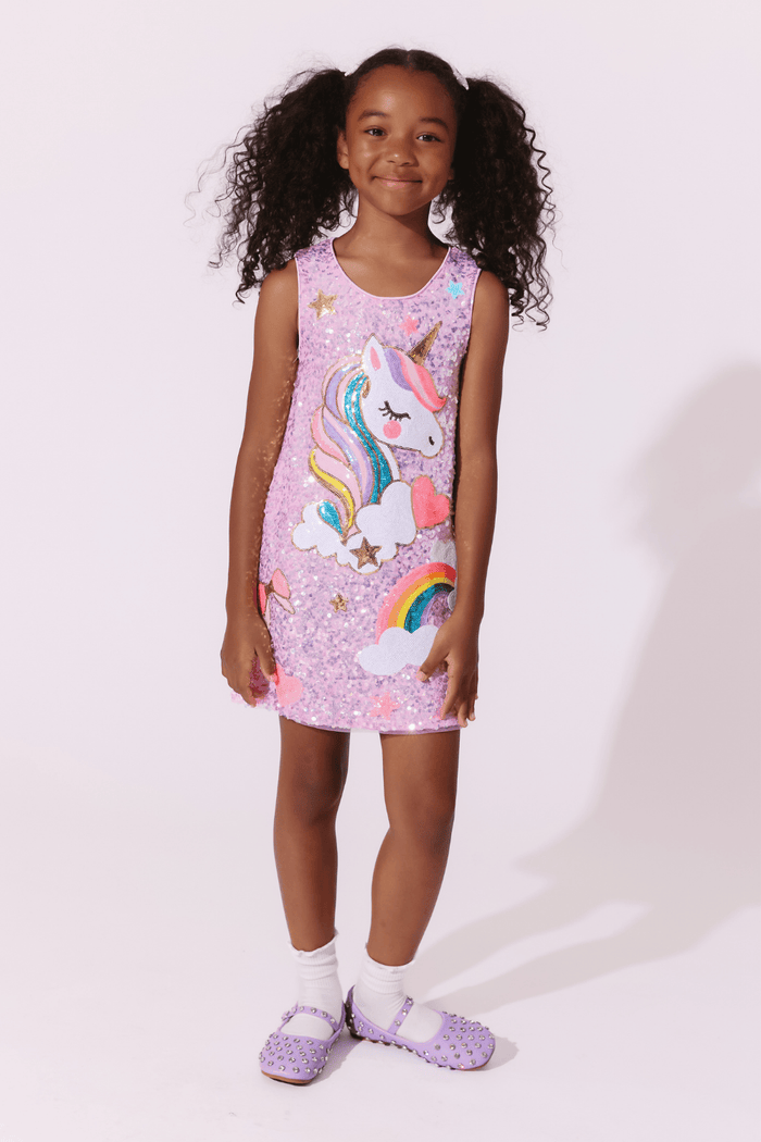 Lola + The Boys Dress Unicorn Magic Shimmer Icon Dress