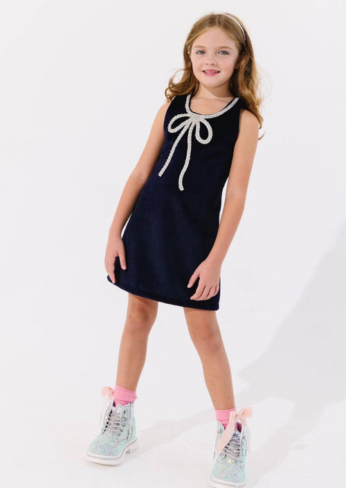 exclude-new-arriv Dress Velvet Bow Princess Dress