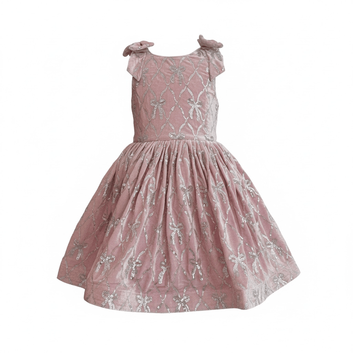 Lola + The Boys Dress Velvet Shimmer Bow Dress