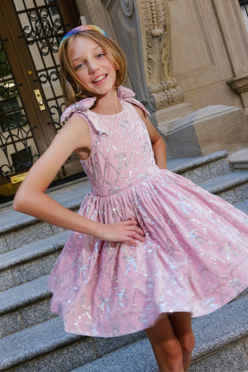 Lola + The Boys Dress 2 Velvet Shimmer Bow Dress