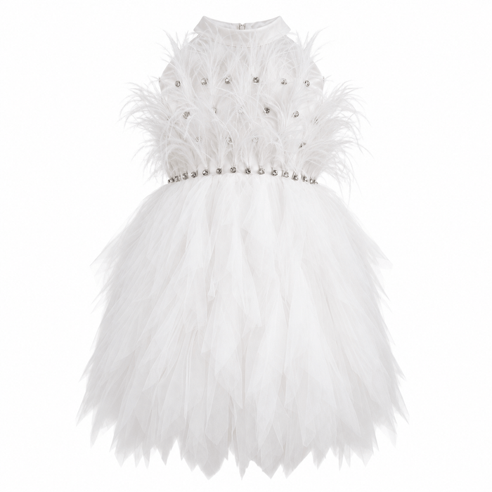 lola-new-arrival Dress 2 White Princess Feather Dress