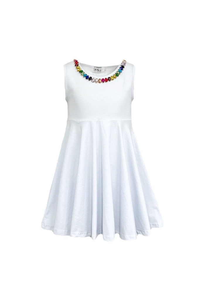 Lola + The Boys Dress White Rainbow Gems Tank Dress