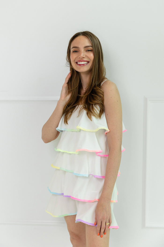Lola + The Boys Dress Women's Rainbow Tiered Dress