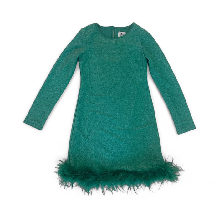 Lola + The Boys 2 Emerald Shimmer Feather Dress
