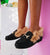 Black Glitter Fur loafers