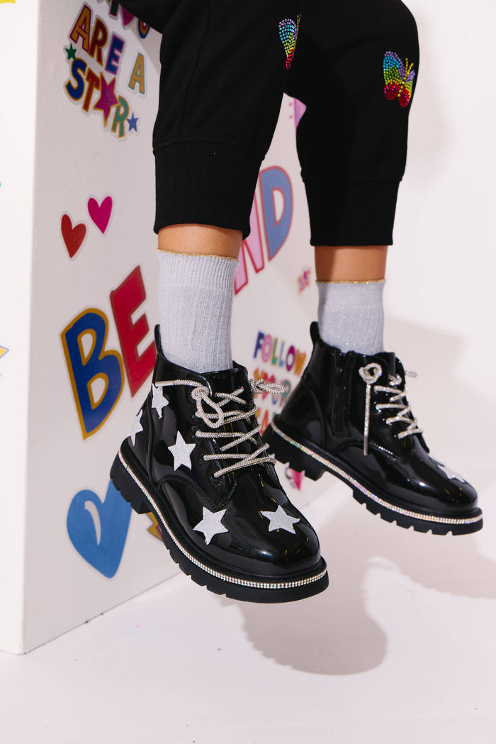 Lola-spring-25 Footwear Black Rainbow Shimmer Stars Boots