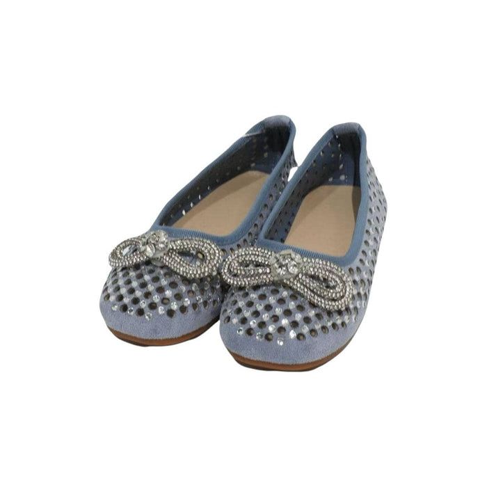 lola-new-arrival Footwear Blue Sparkle Bow Ballet Flat