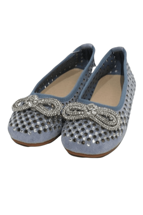 lola-new-arrival Footwear Blue Sparkle Bow Ballet Flat