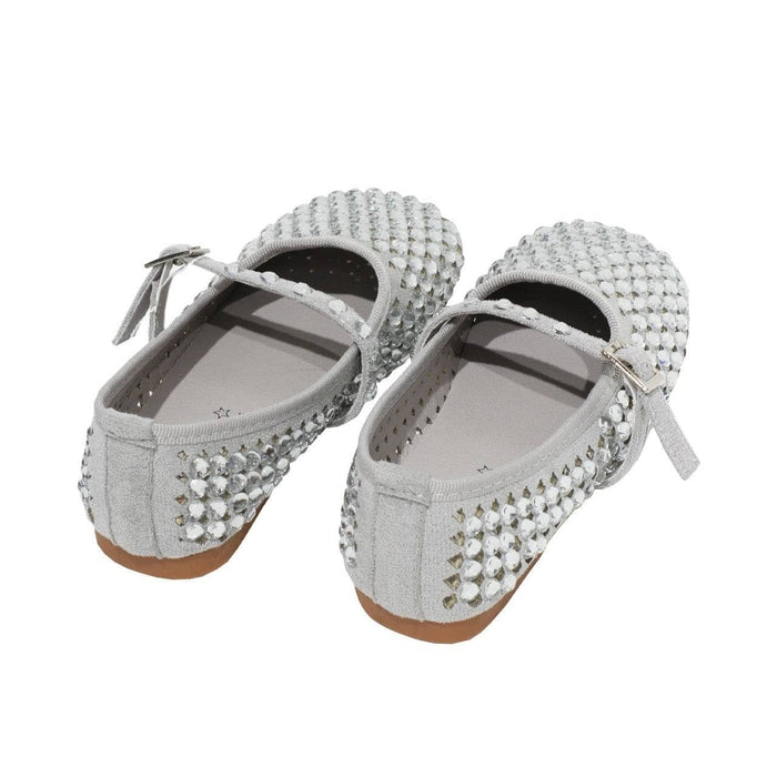 lola-new-arrival Footwear Crystal Heart Silver Ballet Flat