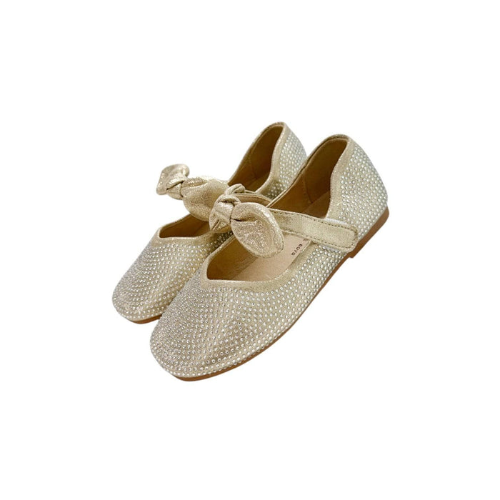 Lola-spring-25 Footwear Gold Crystal Bow Ballet Flat