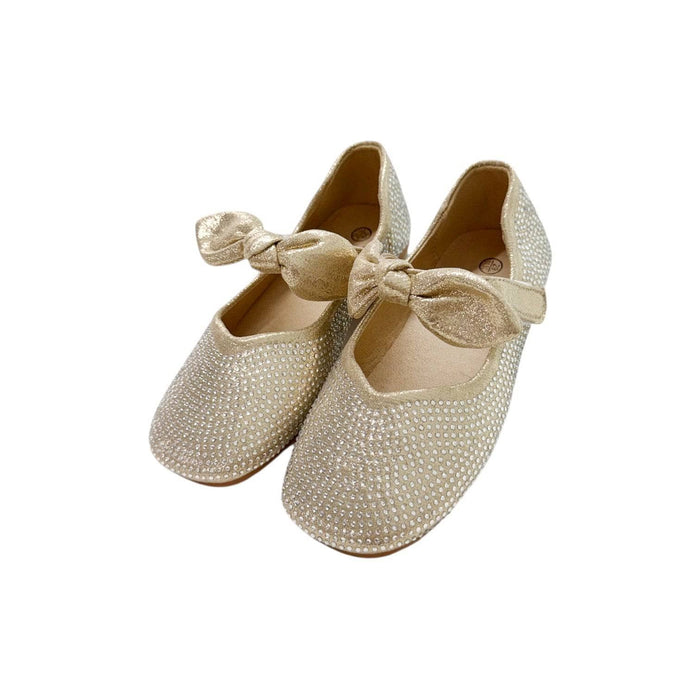 Lola-spring-25 Footwear Gold Crystal Bow Ballet Flat