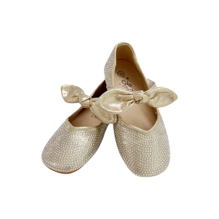 Lola-spring-25 Footwear Gold Crystal Bow Ballet Flat