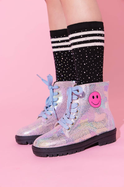 Lola + The Boys Footwear Happy Emoji Combat Boots