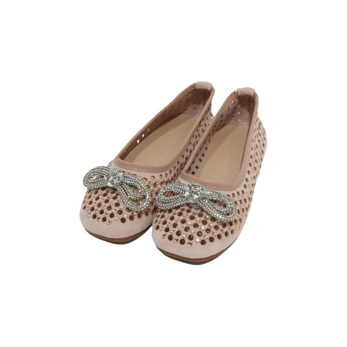 lola-new-arrival Footwear Peach Sparkle Bow Ballet Flat