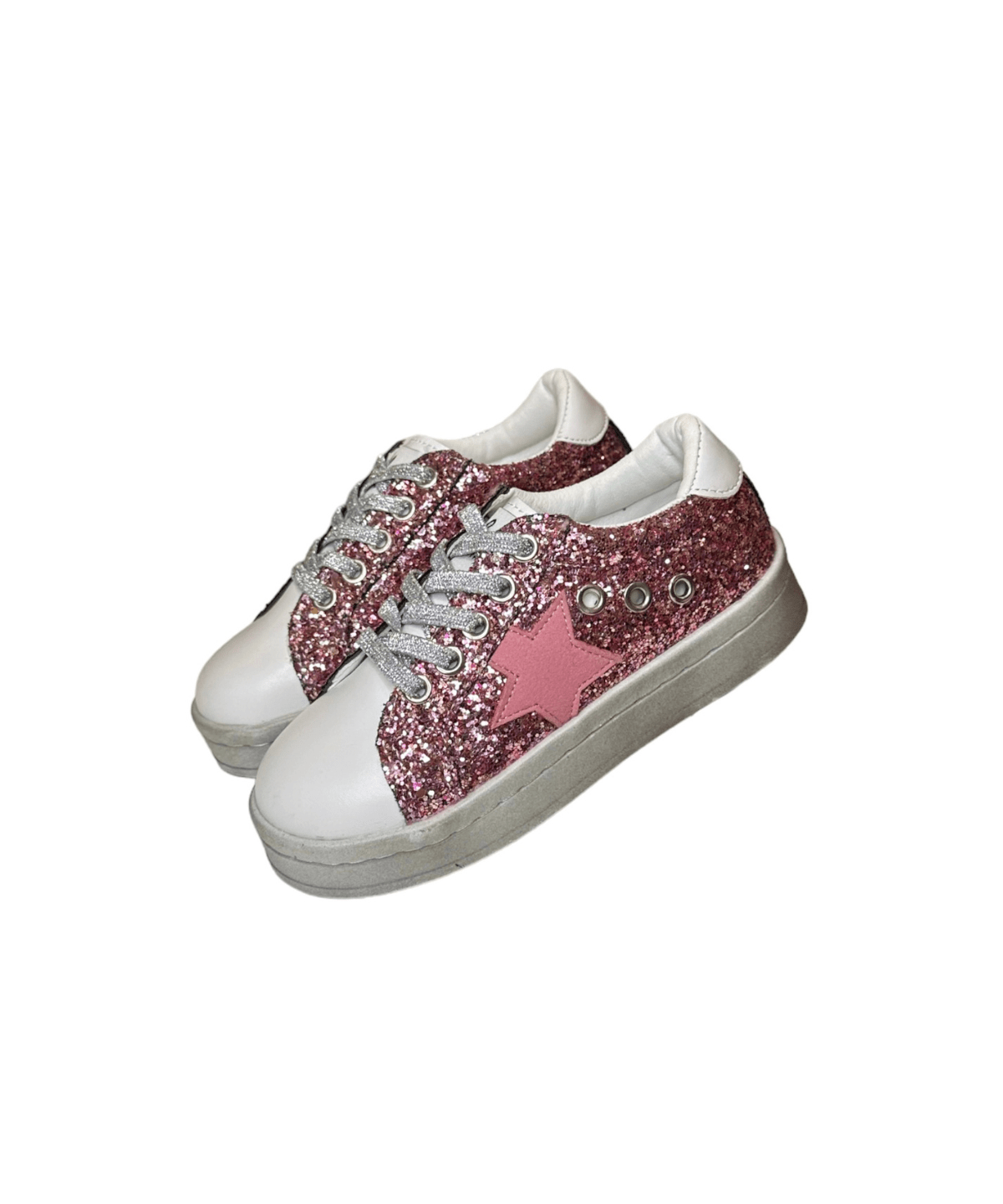 Pink Glitter Star Sneakers, 6Y (37)