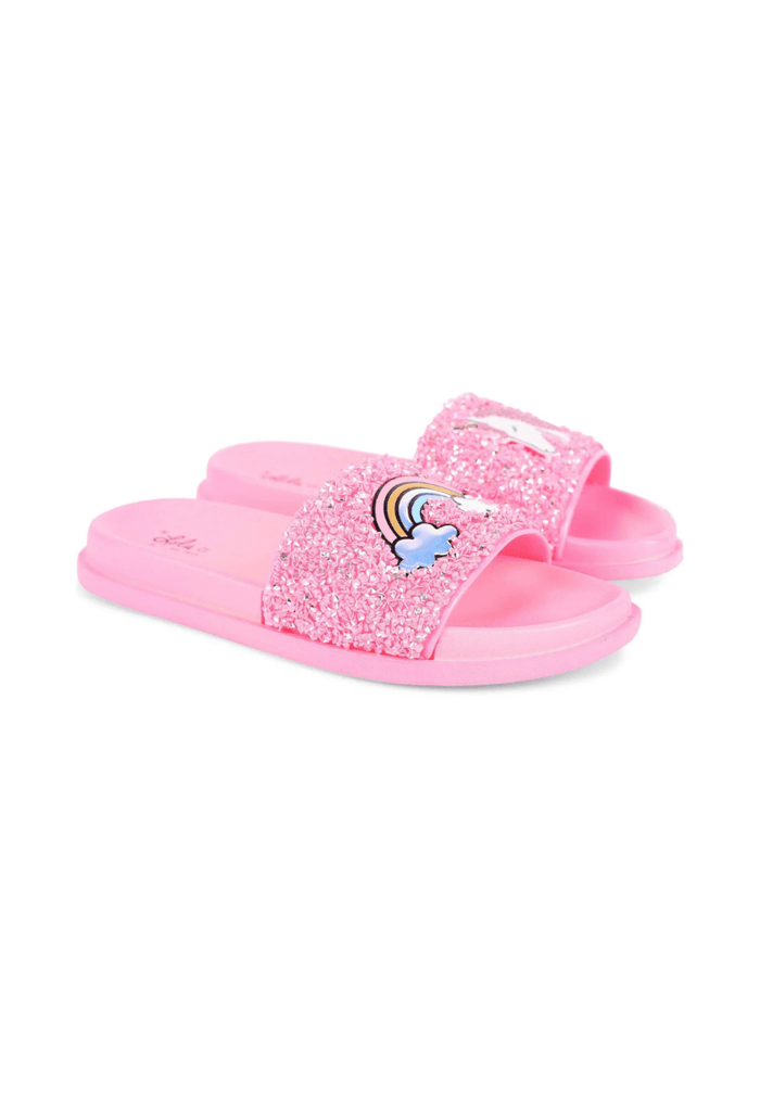 Lola + The Boys Footwear Pink Glitter Unicorn Slides