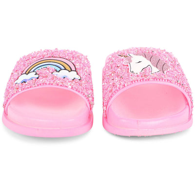 Lola + The Boys Footwear Pink Glitter Unicorn Slides